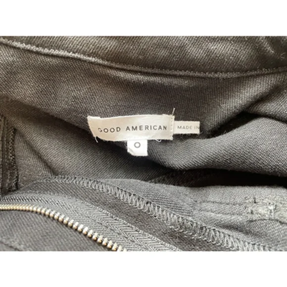 Good American Fit For Success Short Sleeve Black Denim Jumpsuit Sz 0 - Picture 9 of 11